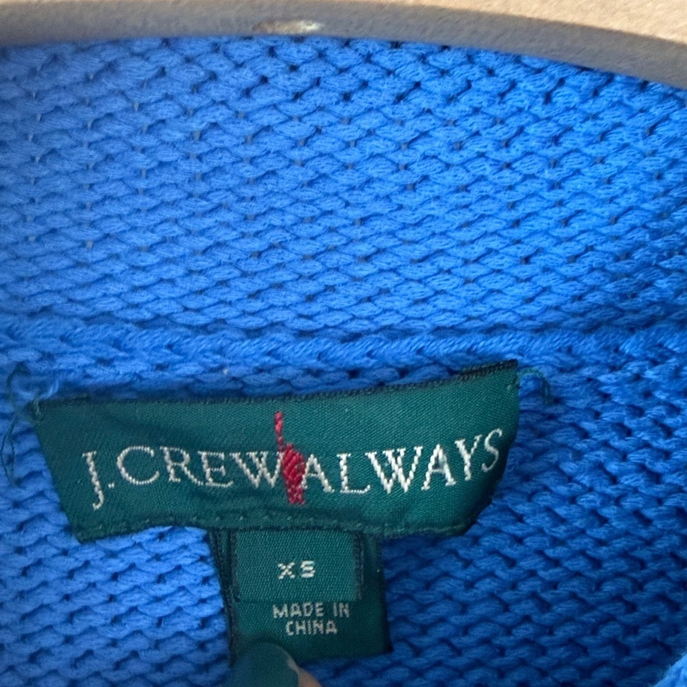 VINTAGE J Crew Roll Neck Sweater women’s XS blue cotton Chunky Fisherman 90s - Picture 2 of 6